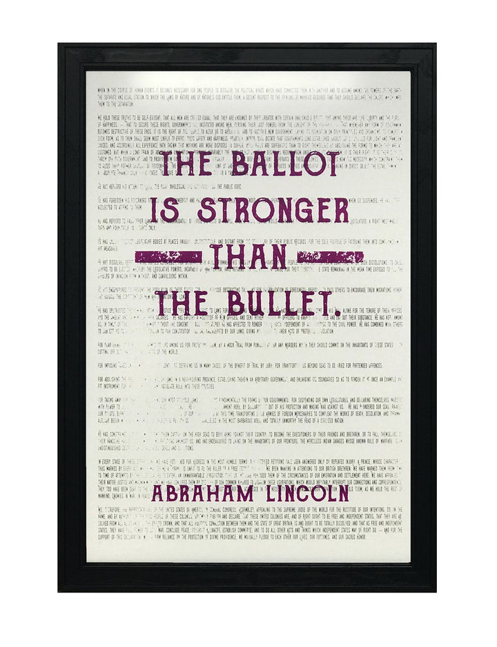 Limited Edition Abraham Lincoln Ballot Stronger than Bullet Office Art Print Purple - 13x19"