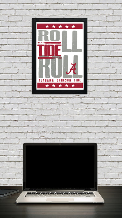 Limited Edition Roll Tide Roll Alabama Crimson Tide Letterpress Poster Art - 13x19"
