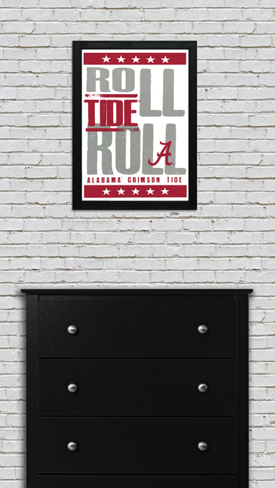 Limited Edition Roll Tide Roll Alabama Crimson Tide Letterpress Poster Art - 13x19"