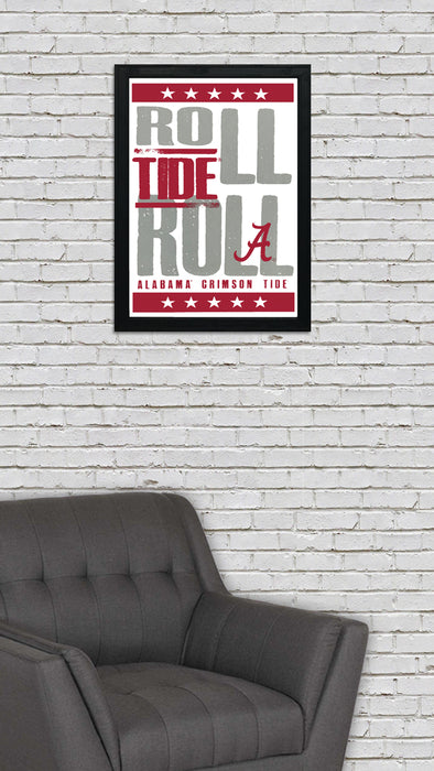 Limited Edition Roll Tide Roll Alabama Crimson Tide Letterpress Poster Art - 13x19"