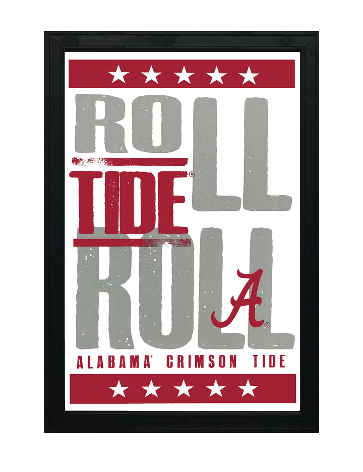 Limited Edition Roll Tide Roll Alabama Crimson Tide Letterpress Poster Art - 13x19"