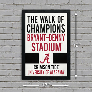 Limited Edition The Walk of Champions Alabama Crimson Tide Poster Art - 13x19"