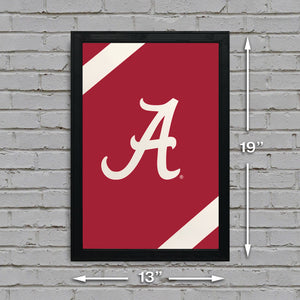 Limited Edition Alabama Crimson Tide Logo with Football Stripes Poster Art - 13x19"