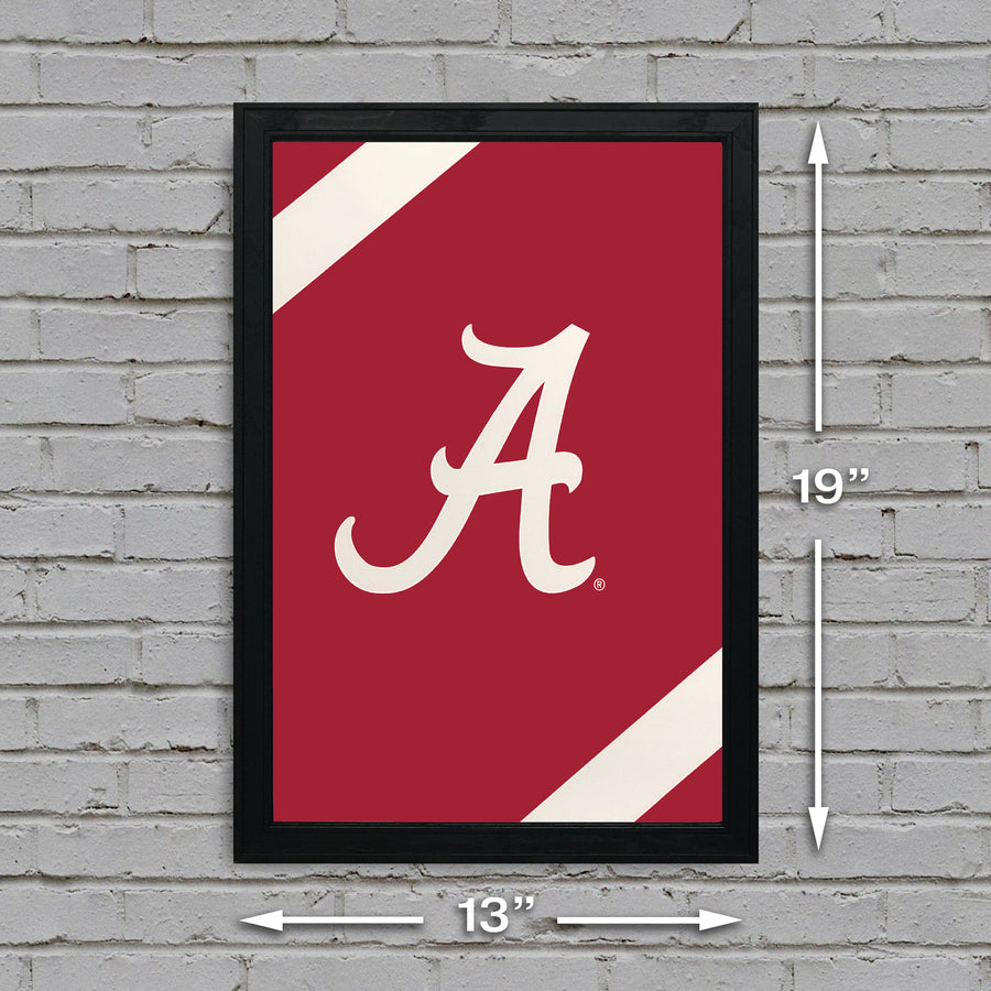 Limited Edition Alabama Crimson Tide Logo with Football Stripes Poster Art - 13x19"