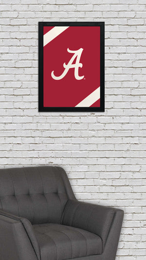 Limited Edition Alabama Crimson Tide Logo with Football Stripes Poster Art - 13x19"