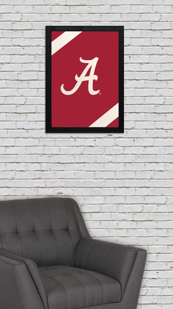 Limited Edition Alabama Crimson Tide Logo with Football Stripes Poster Art - 13x19"