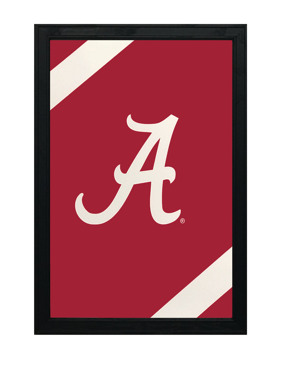 Limited Edition Alabama Crimson Tide Logo with Football Stripes Poster Art - 13x19"