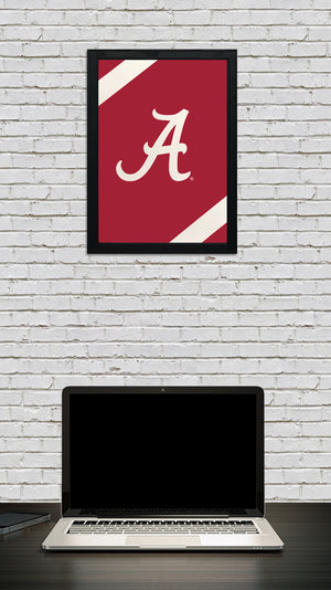 Limited Edition Alabama Crimson Tide Logo with Football Stripes Poster Art - 13x19"