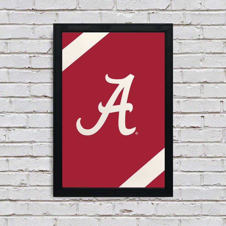 Limited Edition Alabama Crimson Tide Logo with Football Stripes Poster Art - 13x19"