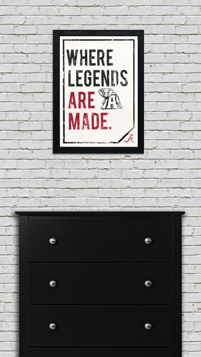 Limited Edition Where Legends Are Made Alabama Crimson Tide Poster Art - 13x19"