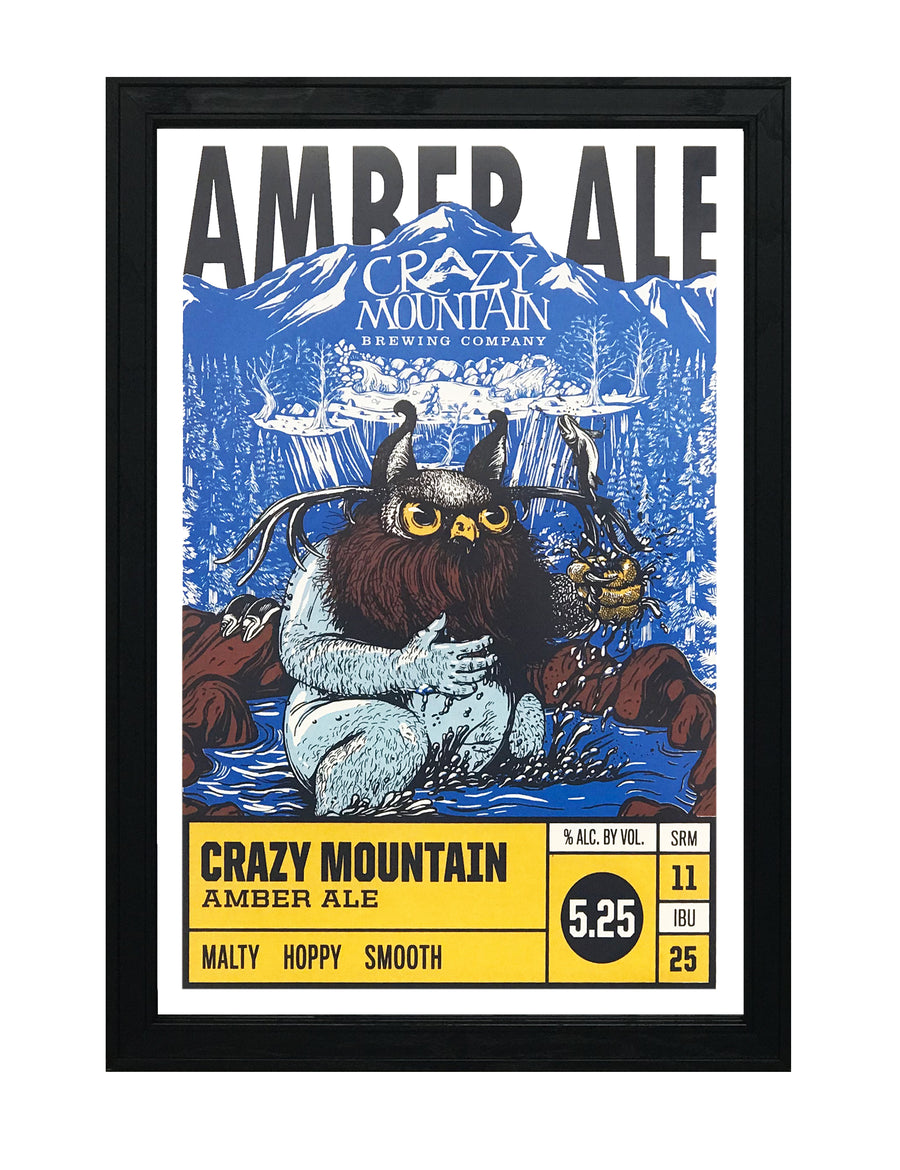 Limited Edition Crazy Mountain Amber Ale Craft Beer Poster - 13x19"
