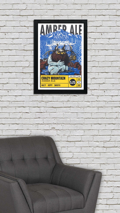 Limited Edition Crazy Mountain Amber Ale Craft Beer Poster - 13x19"