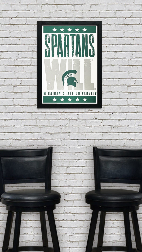 Limited Edition Michigan State Poster - Spartans Will Letterpress - Mich St Spartans Poster Art Print 13x19"