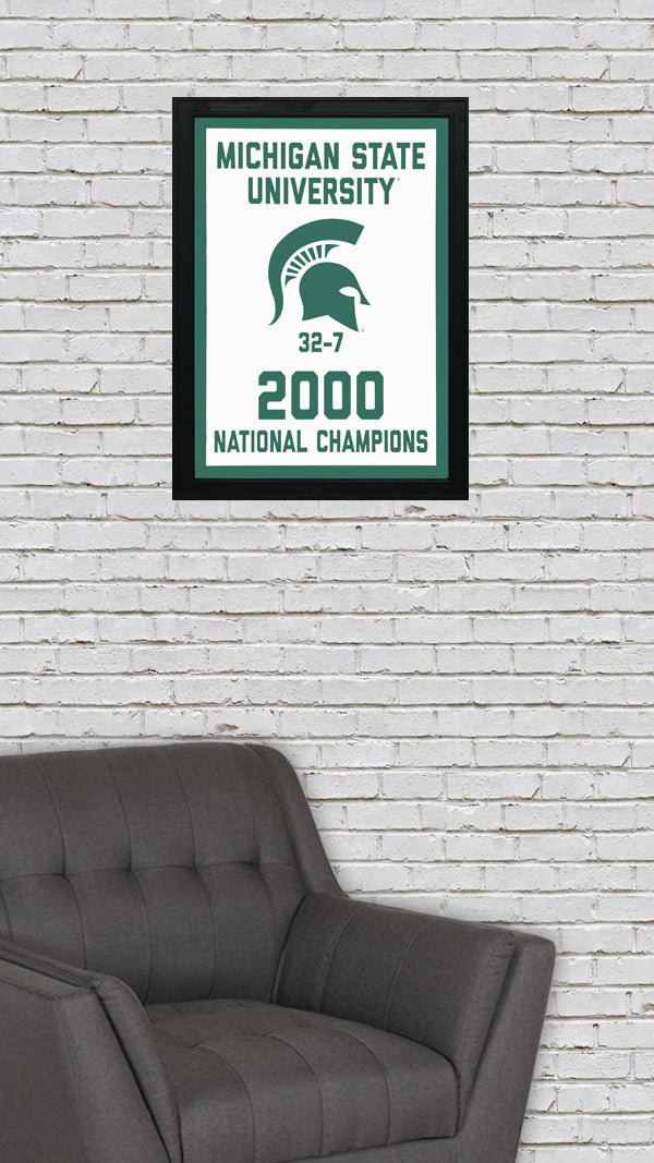 Limited Edition Michigan State 2000 National Championship Basketball Banner Poster - Gifts for Mich State Spartans Fans - Poster Art Print 13x19"