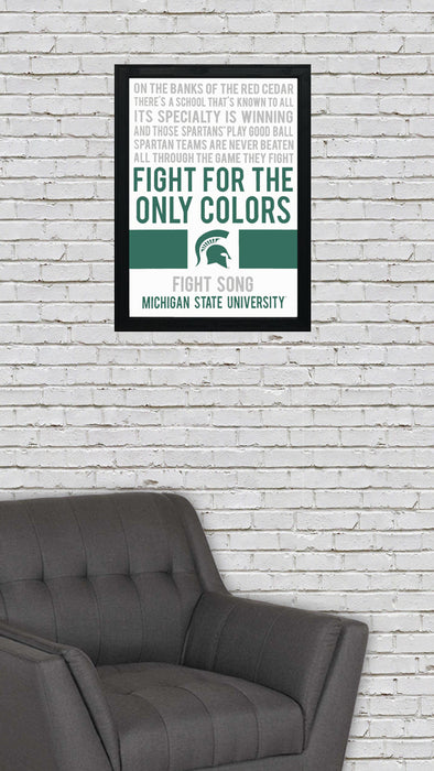 Limited Edition Michigan State Fight Song Poster - Fight For The Only Colors Print Art - 13x19"