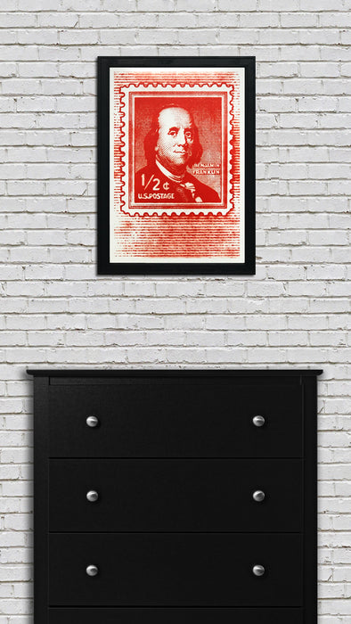 Limited Edition Ben Franklin Poster - Postage Stamp Art - 13x19"