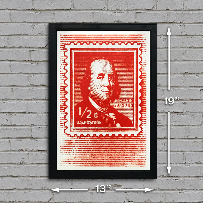 Limited Edition Ben Franklin Poster - Postage Stamp Art - 13x19"