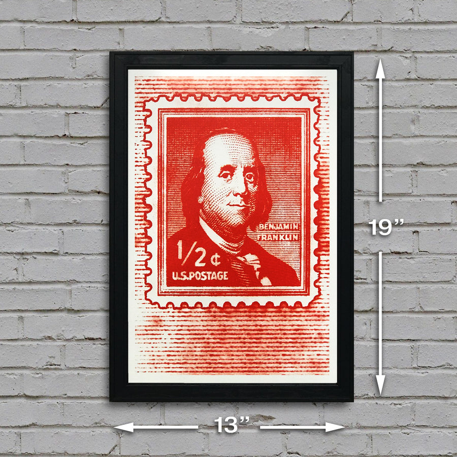 Limited Edition Ben Franklin Poster - Postage Stamp Art - 13x19"