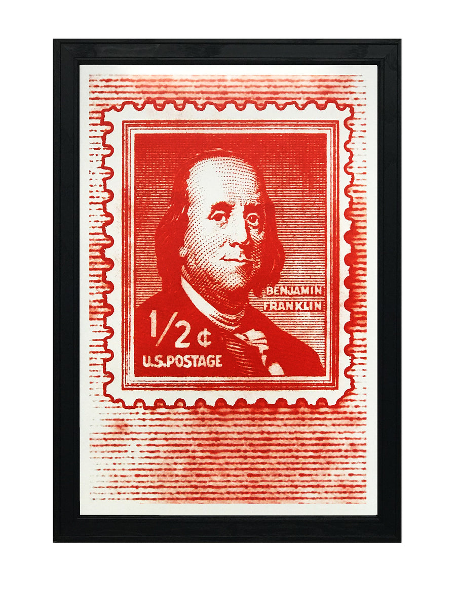 Limited Edition Ben Franklin Poster - Postage Stamp Art - 13x19"