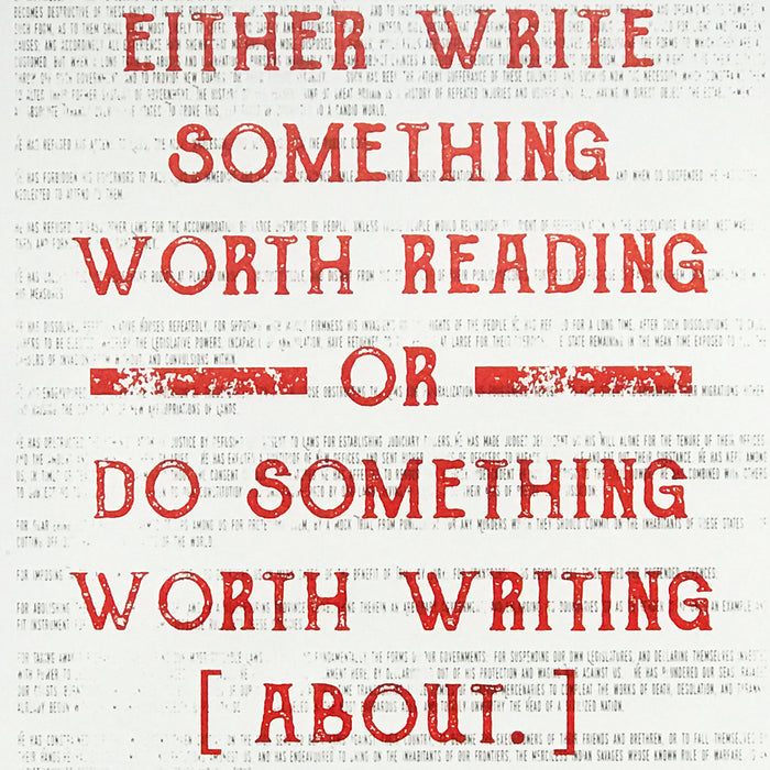 Limited Edition Ben Franklin Poster Art - Write Something or Do Something Motivational Art Print Orange - 13x19"