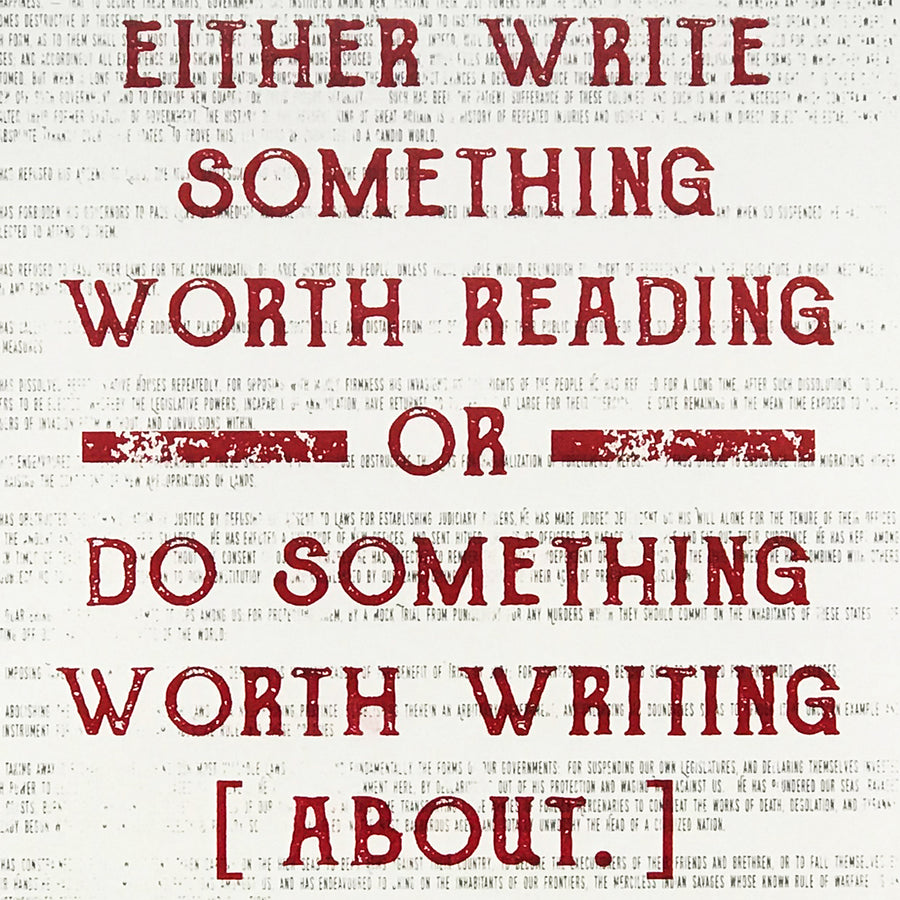 Limited Edition Ben Franklin Poster Art - Write Something or Do Something Motivational Art Print Red - 13x19"