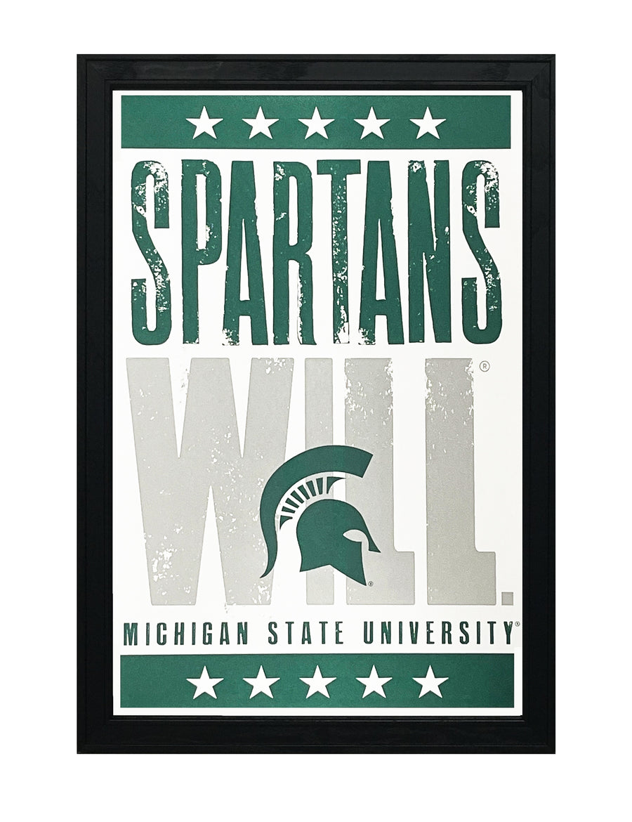 Limited Edition Michigan State Poster - Spartans Will Letterpress - Mich St Spartans Poster Art Print 13x19"