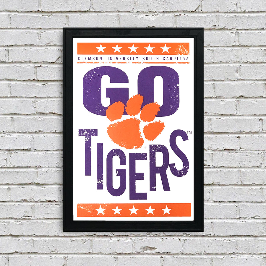 Limited Edition Go Tigers Letterpress Clemson Tigers Poster Art - 13x19"