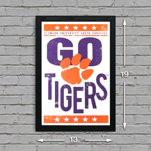 Limited Edition Go Tigers Letterpress Clemson Tigers Poster Art - 13x19"