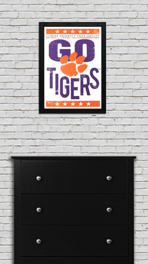 Limited Edition Go Tigers Letterpress Clemson Tigers Poster Art - 13x19"