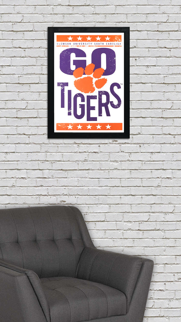 Limited Edition Go Tigers Letterpress Clemson Tigers Poster Art - 13x19"