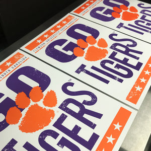 Limited Edition Go Tigers Letterpress Clemson Tigers Poster Art - 13x19"