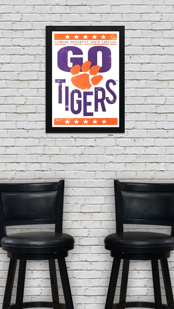 Limited Edition Go Tigers Letterpress Clemson Tigers Poster Art - 13x19"