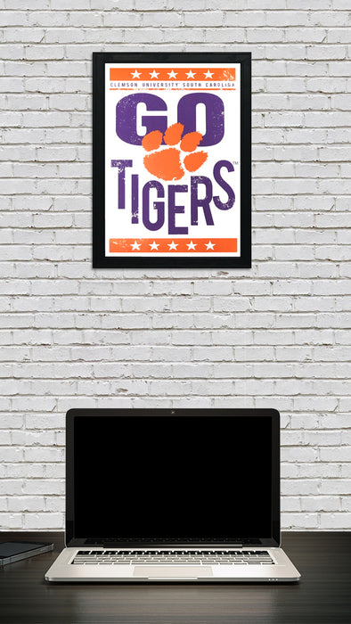 Limited Edition Go Tigers Letterpress Clemson Tigers Poster Art - 13x19"