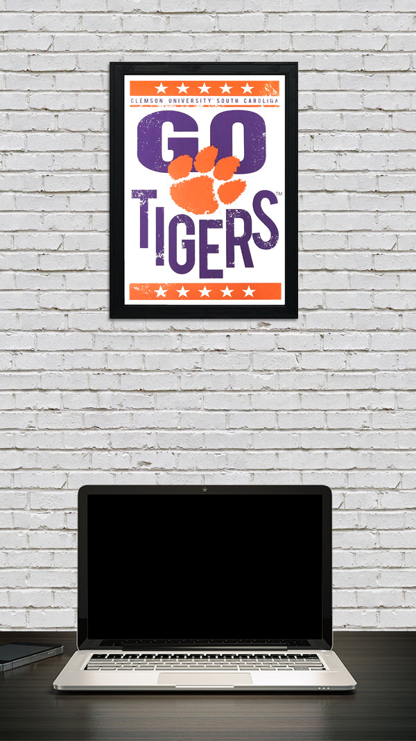 Limited Edition Go Tigers Letterpress Clemson Tigers Poster Art - 13x19"