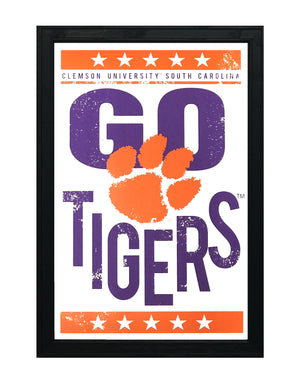 Limited Edition Go Tigers Letterpress Clemson Tigers Poster Art - 13x19"