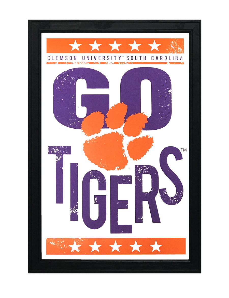 Limited Edition Go Tigers Letterpress Clemson Tigers Poster Art - 13x19"