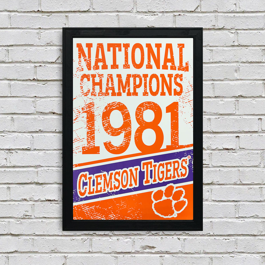 Limited Edition 1981 Clemson Tigers National Champions Poster Art - 13x19"