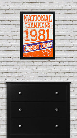 Limited Edition 1981 Clemson Tigers National Champions Poster Art - 13x19"