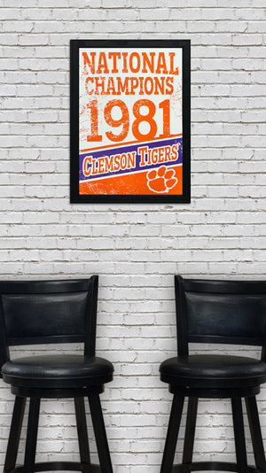 Limited Edition 1981 Clemson Tigers National Champions Poster Art - 13x19"