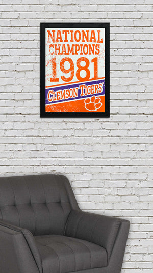 Limited Edition 1981 Clemson Tigers National Champions Poster Art - 13x19"