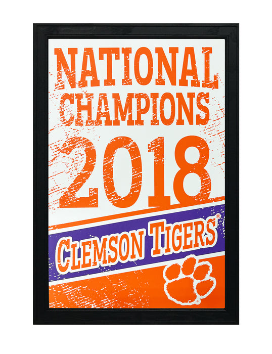 Limited Edition 2018 Clemson Tigers National Champions Poster Art - 13x19"
