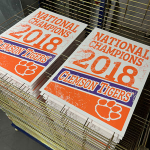 Limited Edition 2018 Clemson Tigers National Champions Poster Art - 13x19"