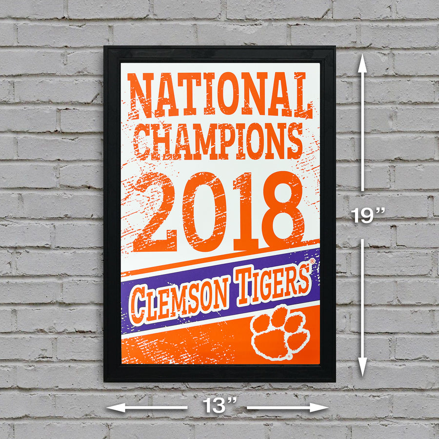 Limited Edition 2018 Clemson Tigers National Champions Poster Art - 13x19"