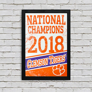 Limited Edition 3-Pack Clemson Tigers National Champions Poster Art - 13x19"