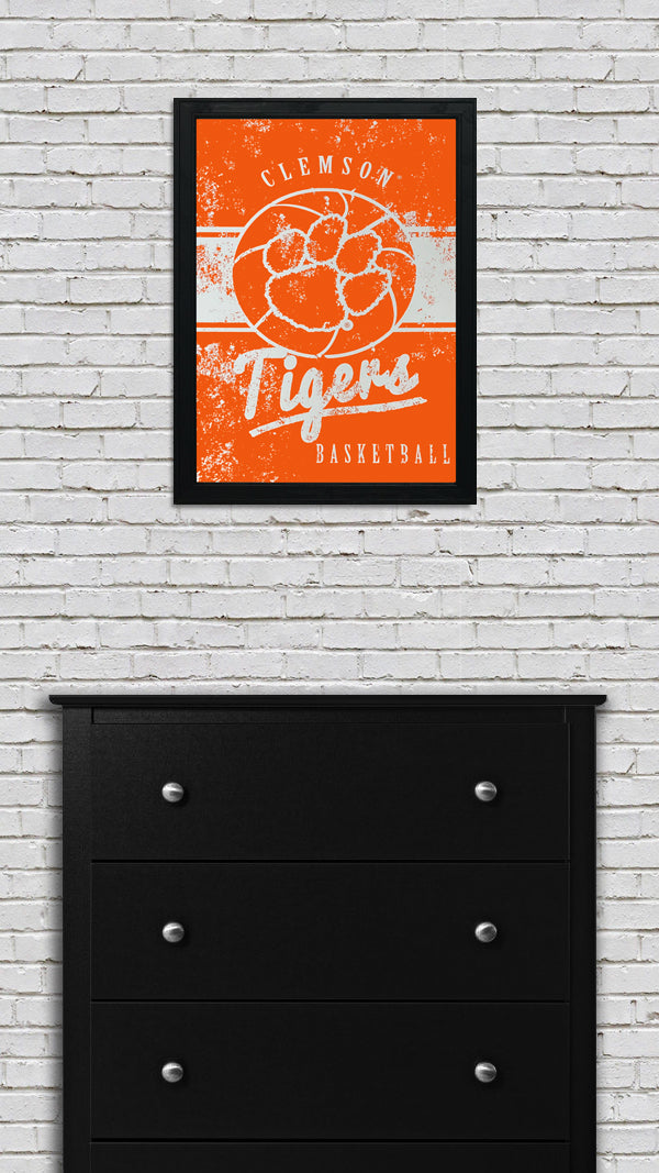Limited Edition Clemson Tigers Basketball Poster Art - 13x19"