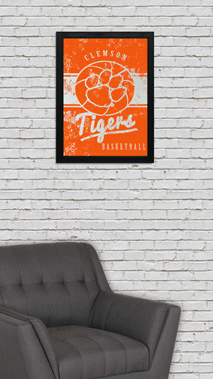 Limited Edition Clemson Tigers Basketball Poster Art - 13x19"