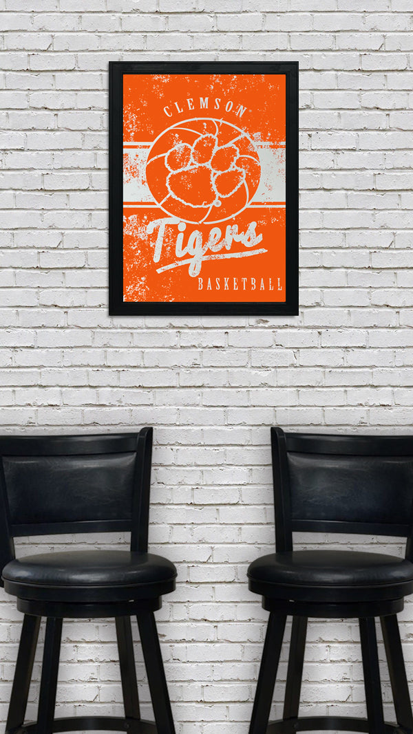 Limited Edition Clemson Tigers Basketball Poster Art - 13x19"