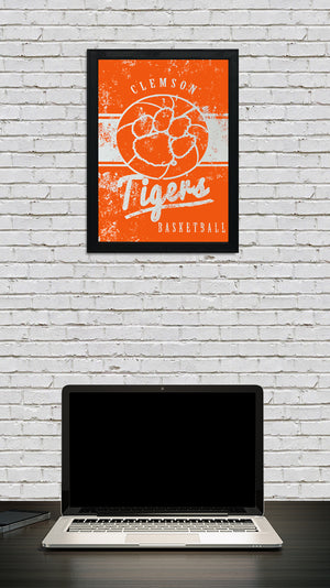 Limited Edition Clemson Tigers Basketball Poster Art - 13x19"