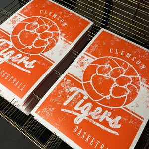 Limited Edition Clemson Tigers Basketball Poster Art - 13x19"