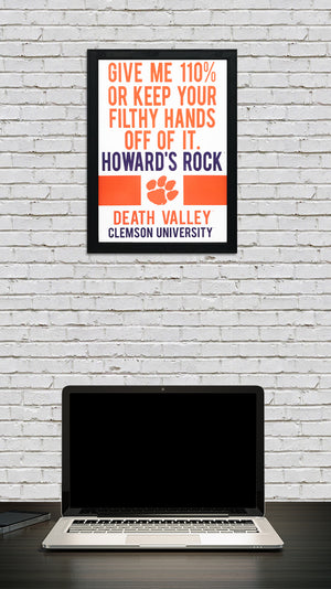 Limited Edition Howard's Rock Clemson Tigers Poster Art - 13x19"